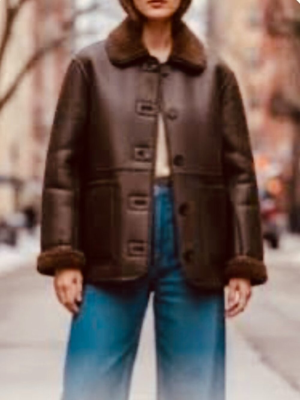 JASON WU REVERSIBLE FAUX LEATHER & SHEARLING JACKET - XL